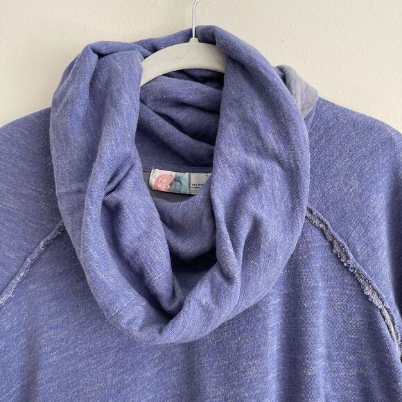 Free People FP Beach Cocoon Cowl Neck Pullover Purple Cotton Long Sleeve Top M/L - Picture 3 of 11